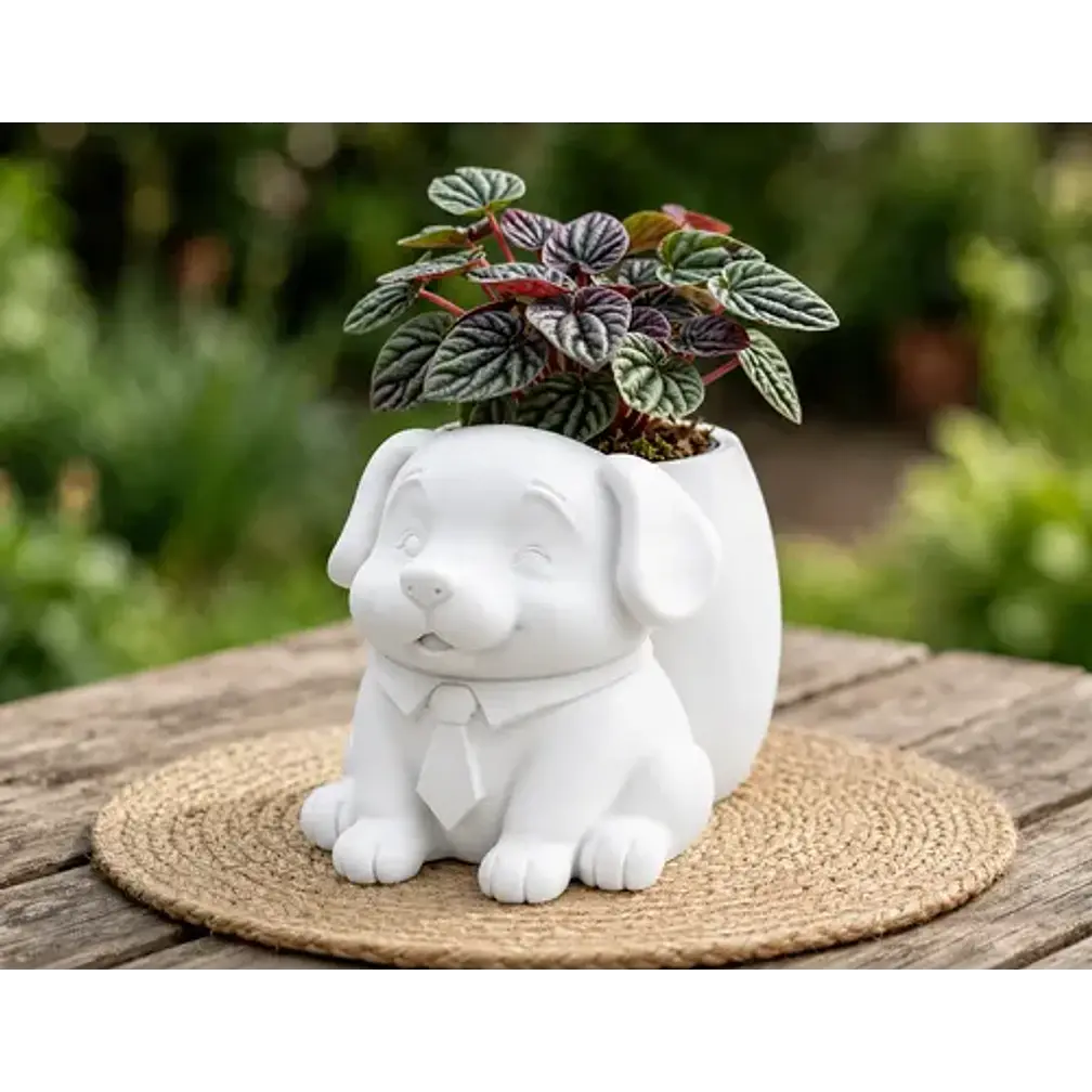 Macetero Decorativo Hogar- Perrito Oficinista 20 Cm 4