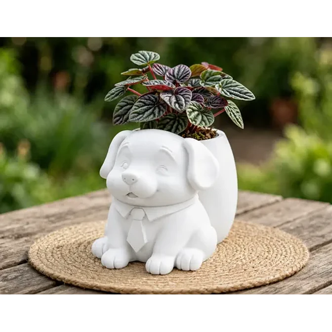 Macetero Decorativo Hogar- Perrito Oficinista 20 Cm 4