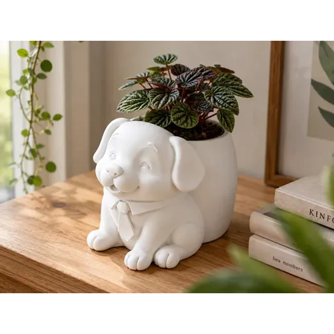 Macetero Decorativo Hogar- Perrito Oficinista 20 Cm 5