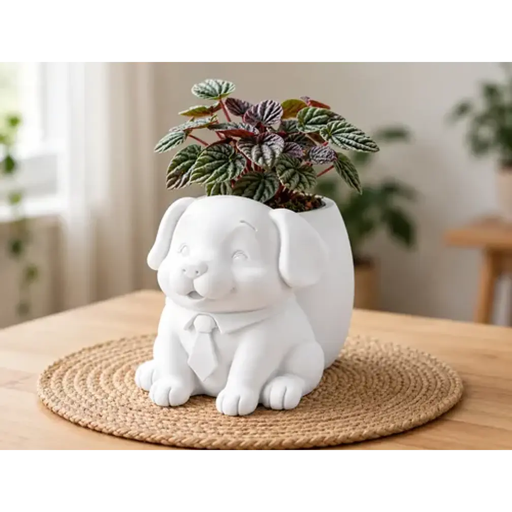 Macetero Decorativo Hogar- Perrito Oficinista 20 Cm 6
