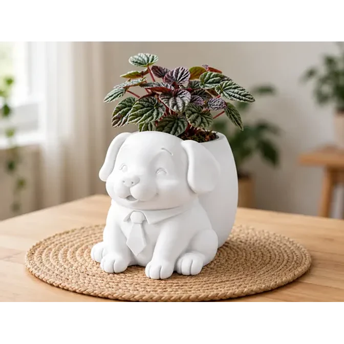 Macetero Decorativo Hogar- Perrito Oficinista 20 Cm 6