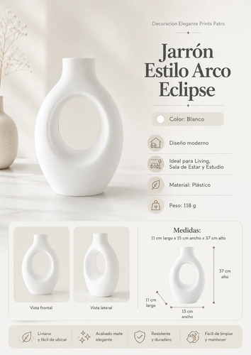 Decoración Elegante Prints Patro -jarrón Estilo Arco Eclipse - Foto 4