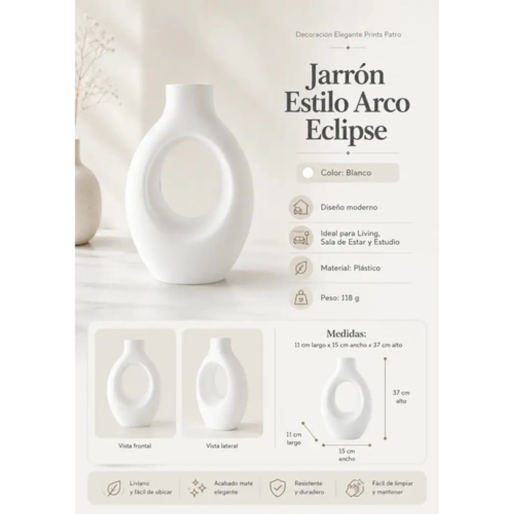 Decoración Elegante Prints Patro -jarrón Estilo Arco Eclipse 4