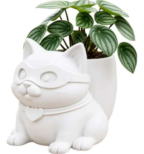 Macetero Decorativo Hogar- Gatito Héroe 15 Cm