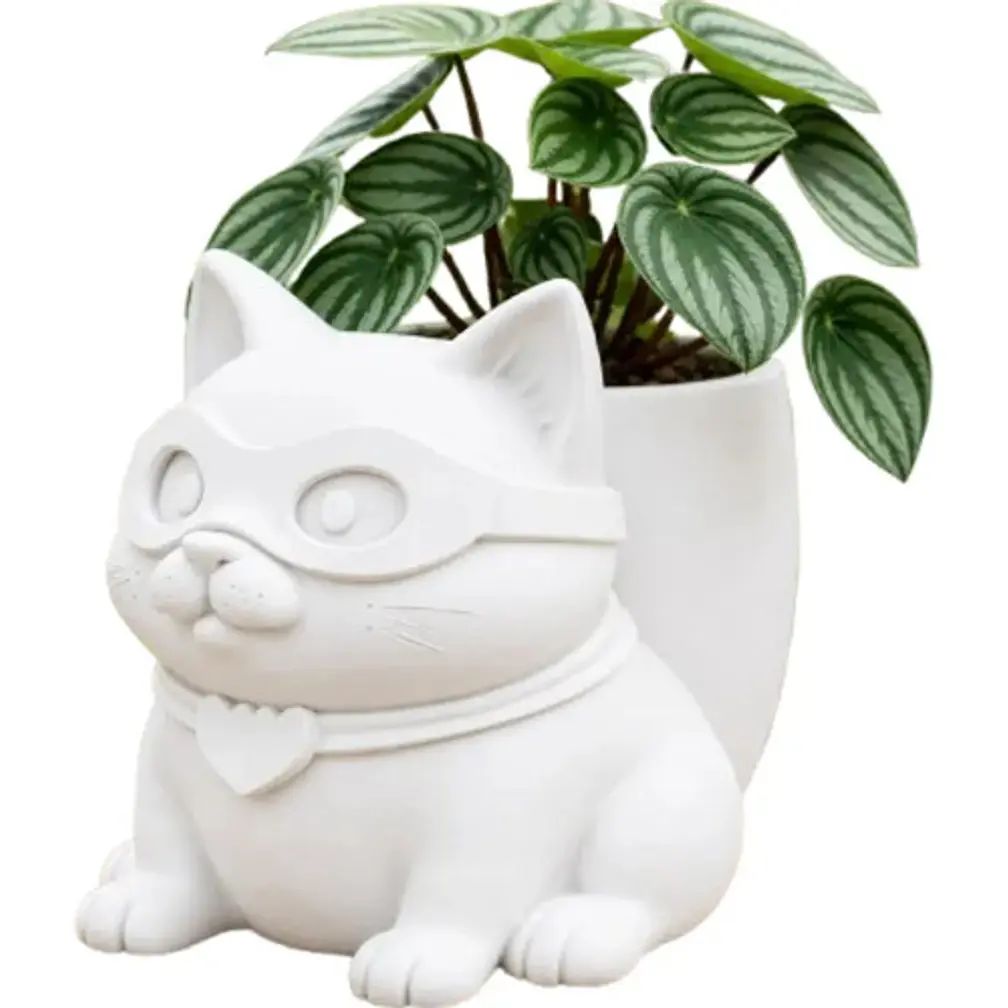 Macetero Decorativo Hogar- Gatito Héroe 15 Cm 1