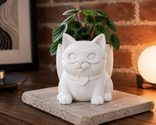 Macetero Decorativo Hogar- Gatito Héroe 15 Cm - Foto 3
