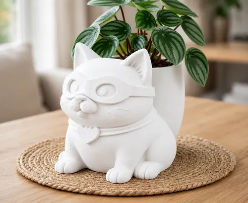 Macetero Decorativo Hogar- Gatito Héroe 15 Cm - Foto 4