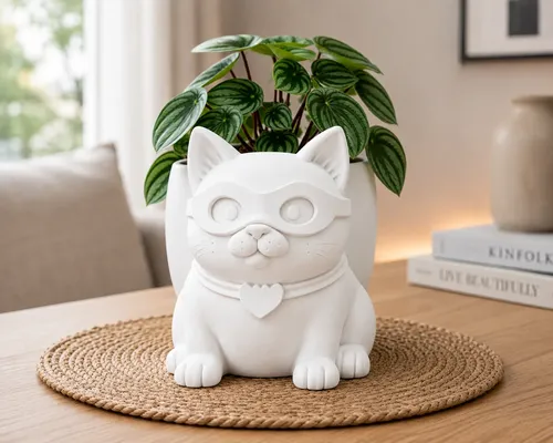 Macetero Decorativo Hogar- Gatito Héroe 15 Cm - Foto 5