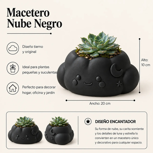 Macetero Decorativo Hogar- Forma Nube 10 Cm - Foto 2