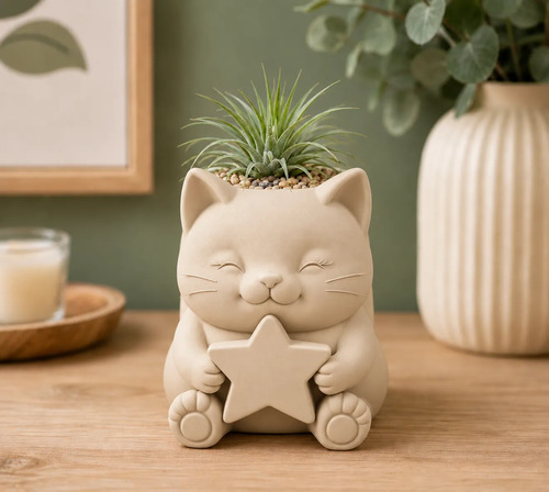 Macetero Decorativo Hogar- Gatito Estrella 15 Cm - Foto 4