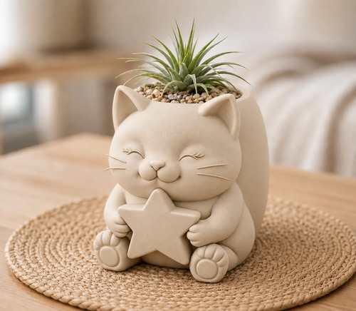 Macetero Decorativo Hogar- Gatito Estrella 15 Cm - Foto 5