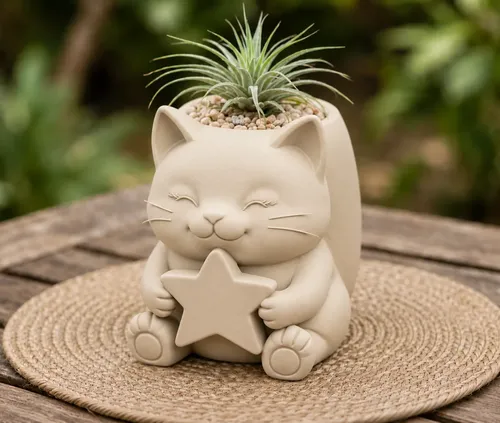Macetero Decorativo Hogar- Gatito Estrella 15 Cm - Foto 6