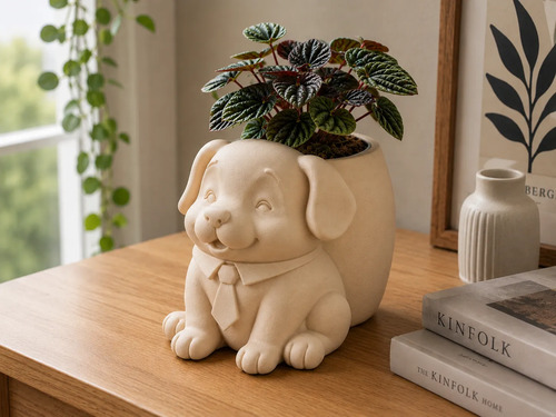 Macetero Decorativo Hogar- Perrito Oficinista 20 Cm - Foto 3