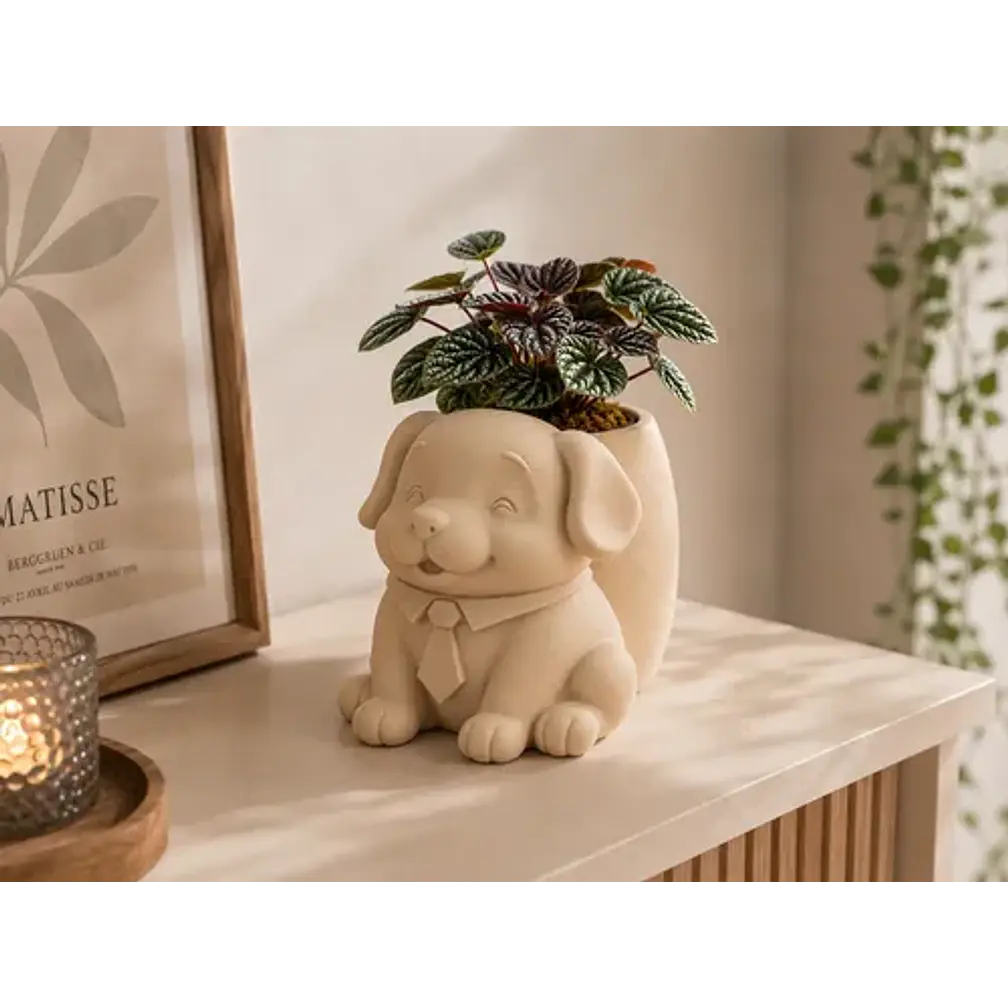 Macetero Decorativo Hogar- Perrito Oficinista 20 Cm 6