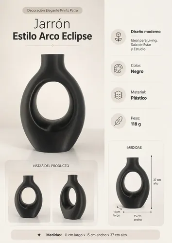 Decoración Elegante Prints Patro -jarrón Estilo Arco Eclipse - Foto 4