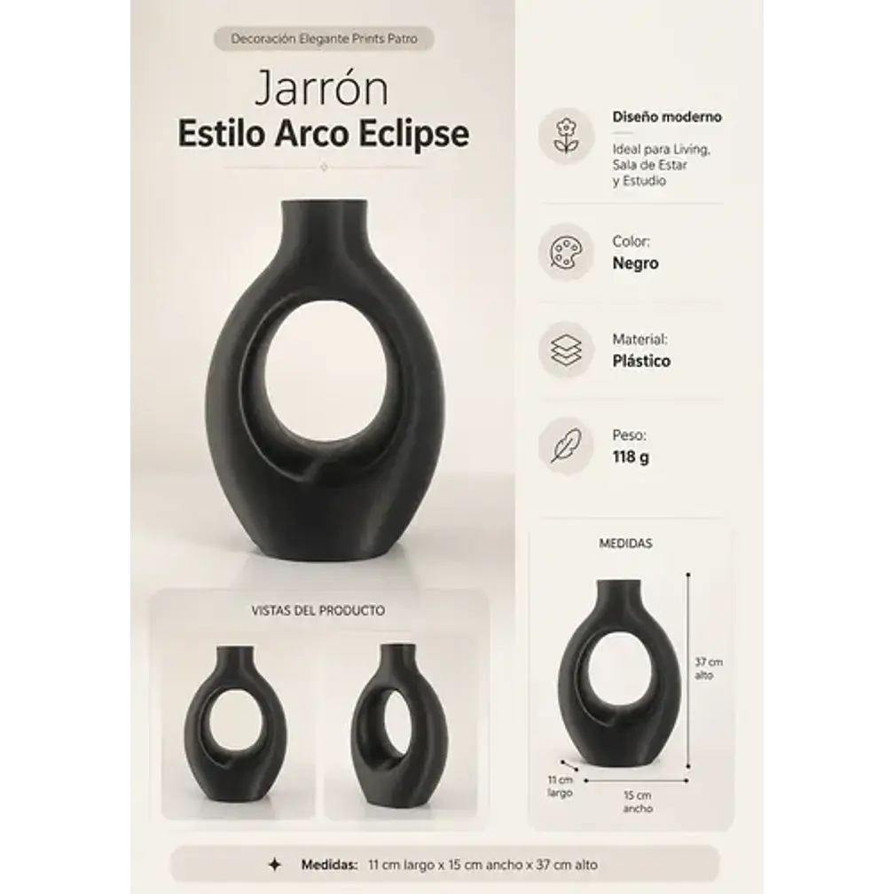 Decoración Elegante Prints Patro -jarrón Estilo Arco Eclipse 4