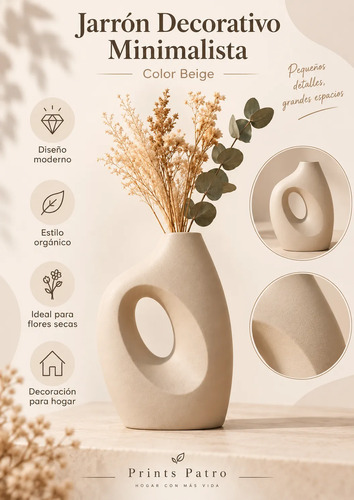 Decoración Prints Patro - Jarrón Estilo Haiku Japandi - Foto 4