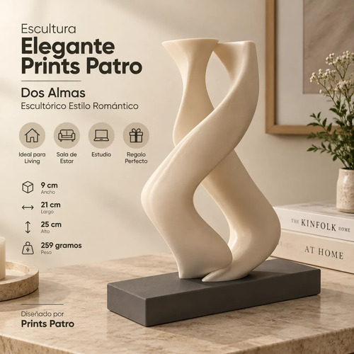 Escultura Elegante Prints Patro - Dos Almas Escultórico - Foto 2