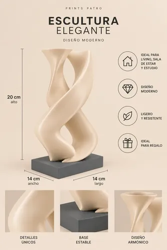 Escultura Elegante Prints Patro - Dos Almas Escultórico - Foto 4