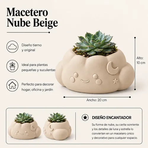 Macetero Decorativo Hogar- Forma Nube 10 Cm - Foto 2