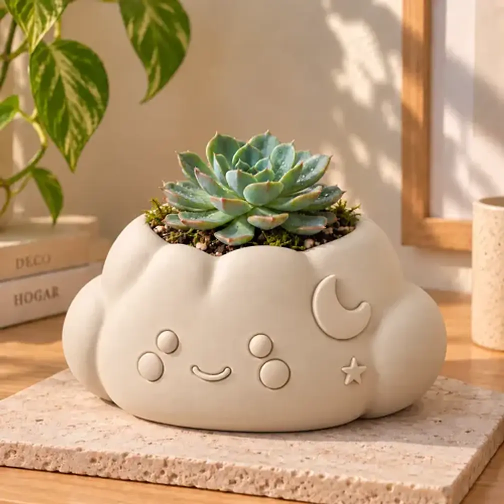 Macetero Decorativo Hogar- Forma Nube 10 Cm 4