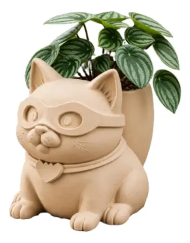 Macetero Decorativo Hogar- Gatito Héroe 15 Cm