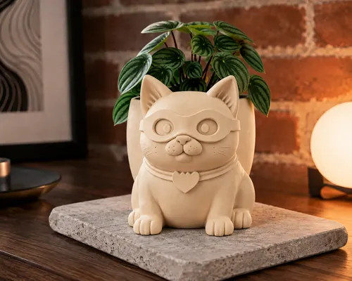Macetero Decorativo Hogar- Gatito Héroe 15 Cm - Foto 4