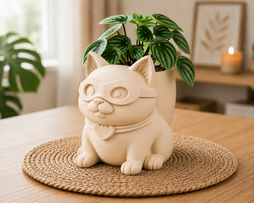 Macetero Decorativo Hogar- Gatito Héroe 15 Cm - Foto 5