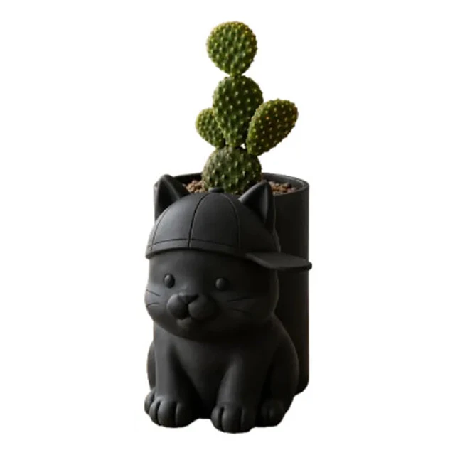 Macetero Decorativo Hogar- Michi Gorra 17 Cm
