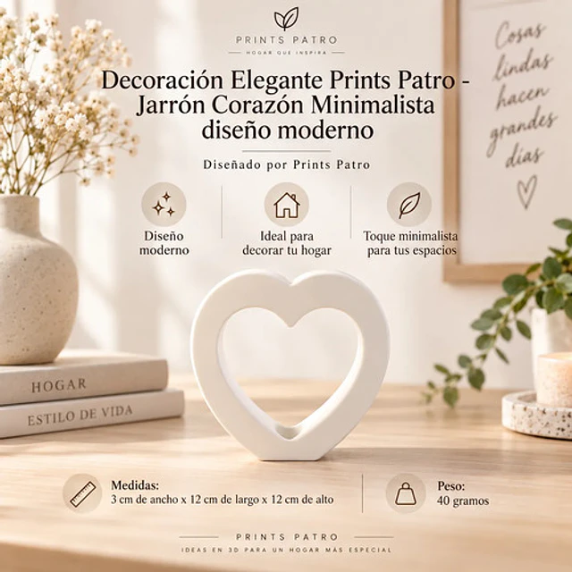 Decoración Elegante Prints Patro -jarrón Corazón Minimalista
