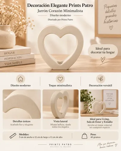 Decoración Elegante Prints Patro -jarrón Corazón Minimalista - Foto 3