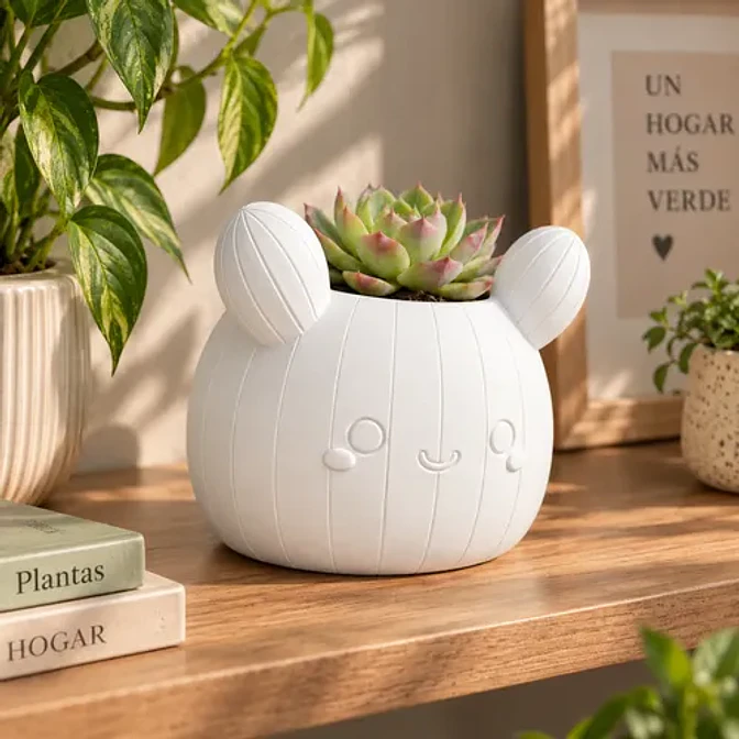 Macetero Decorativo Hogar- Forma Cactus 12 Cm 4