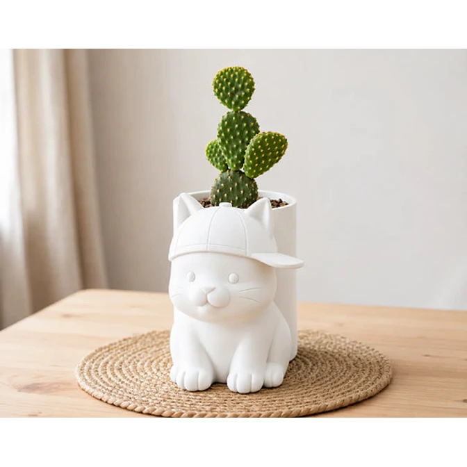 Macetero Decorativo Hogar- Michi Gorra 17 Cm 6