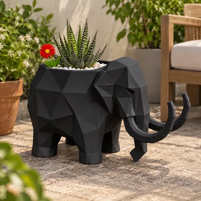 Macetero Decorativo Hogar- Forma Mamut 15 Cm 6
