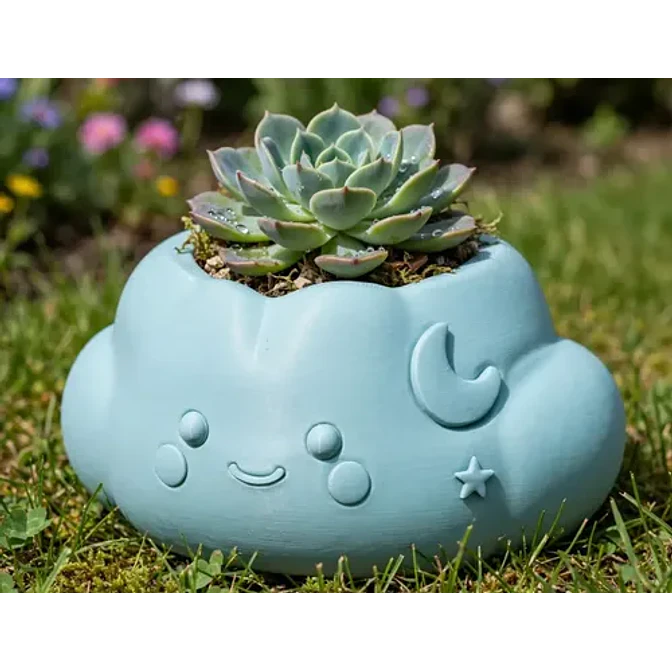 Macetero Decorativo Hogar- Forma Nube 10 Cm 4