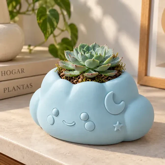 Macetero Decorativo Hogar- Forma Nube 10 Cm 5