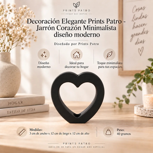 Decoración Elegante Prints Patro -jarrón Corazón Minimalista - Foto 2