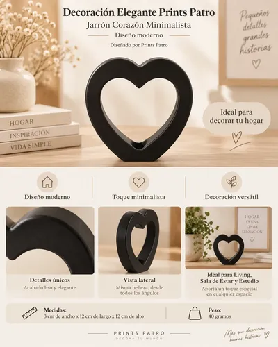 Decoración Elegante Prints Patro -jarrón Corazón Minimalista - Foto 4