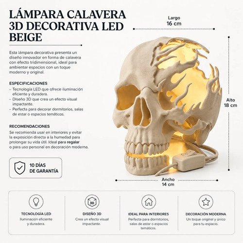 Lámpara Calavera 3d Led Decorativa - Foto 4