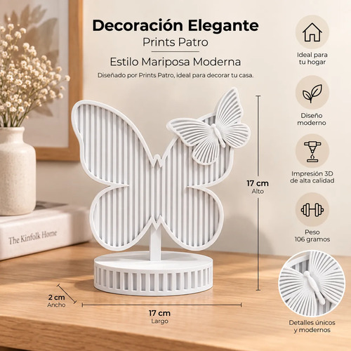 Decoración Elegante Prints Patro - Estilo Mariposa Moderna - Foto 4