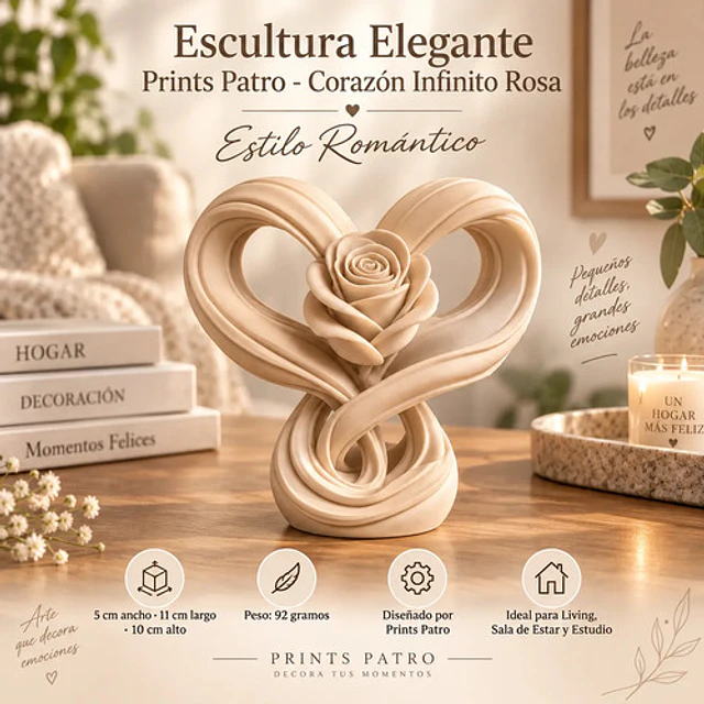Escultura Elegante Prints Patro - Corazón Infinito Rosa