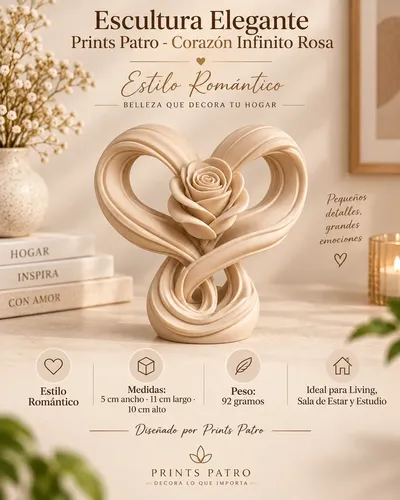 Escultura Elegante Prints Patro - Corazón Infinito Rosa - Foto 4