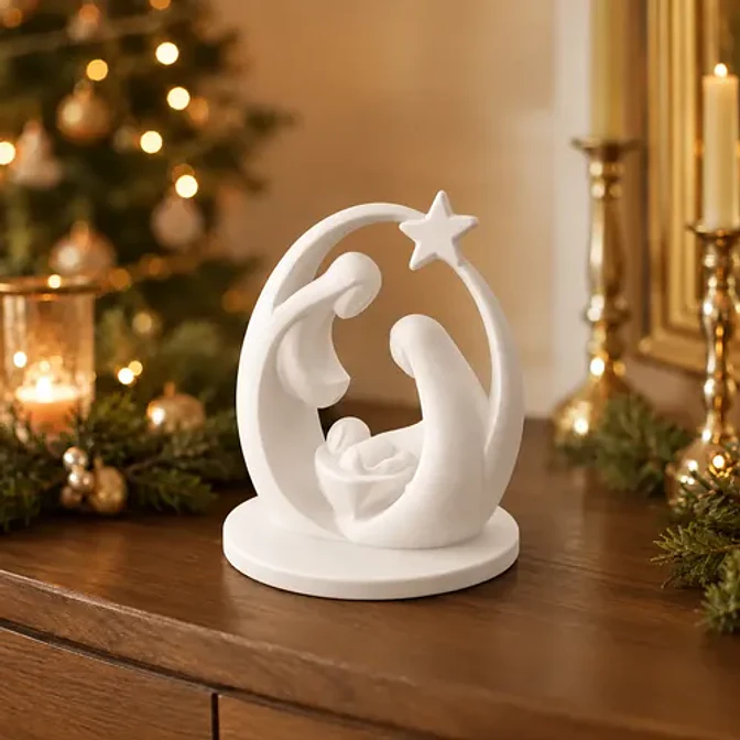 Adorno Navidad - Pesebre Moderno Blanco 3