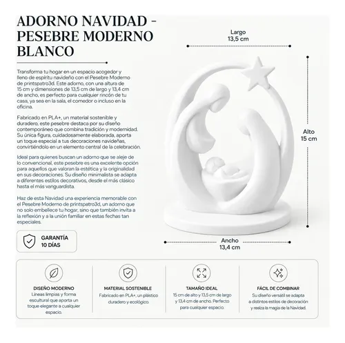 Adorno Navidad - Pesebre Moderno Blanco - Foto 4