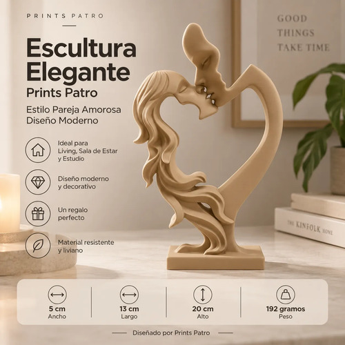 Escultura Elegante Prints Patro - Estilo Pareja Amorosa - Foto 4