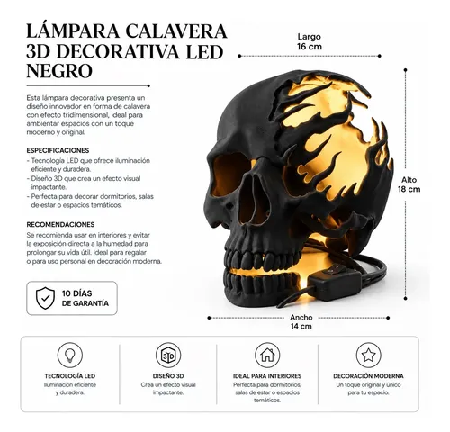 Lámpara Calavera 3d Led Decorativa - Foto 8