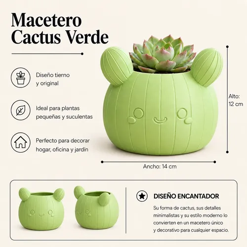 Macetero Decorativo Hogar- Forma Cactus 12 Cm - Foto 20