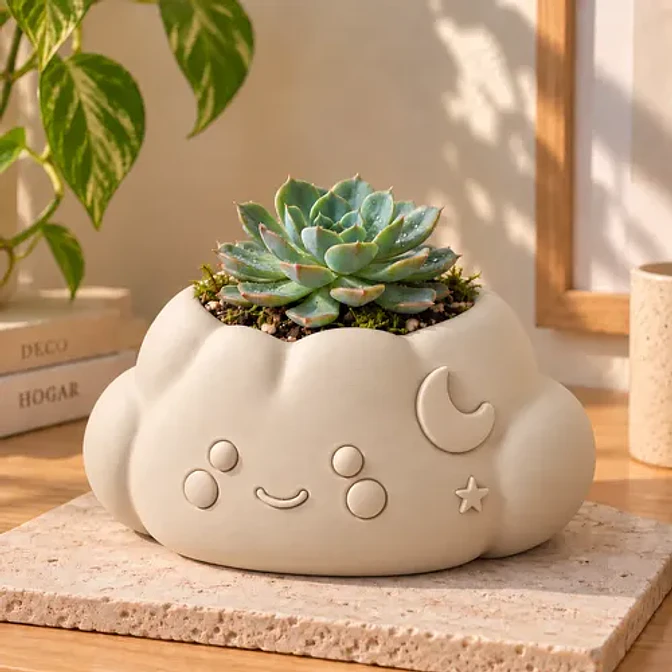 Macetero Decorativo Hogar- Forma Nube 10 Cm 16