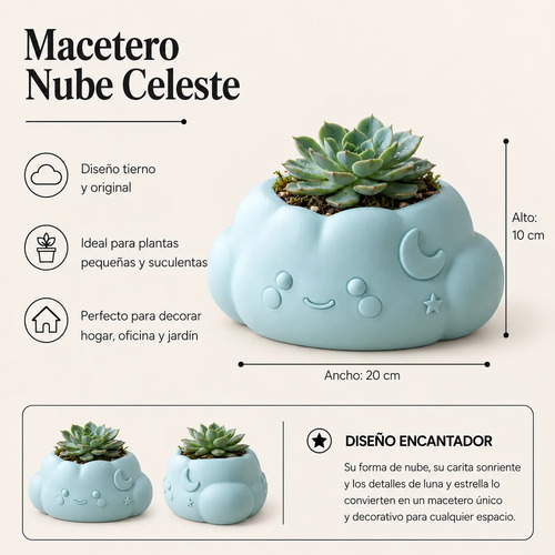 Macetero Decorativo Hogar- Forma Nube 10 Cm - Foto 20