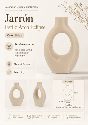 Decoración Elegante Prints Patro -jarrón Estilo Arco Eclipse - Foto 14